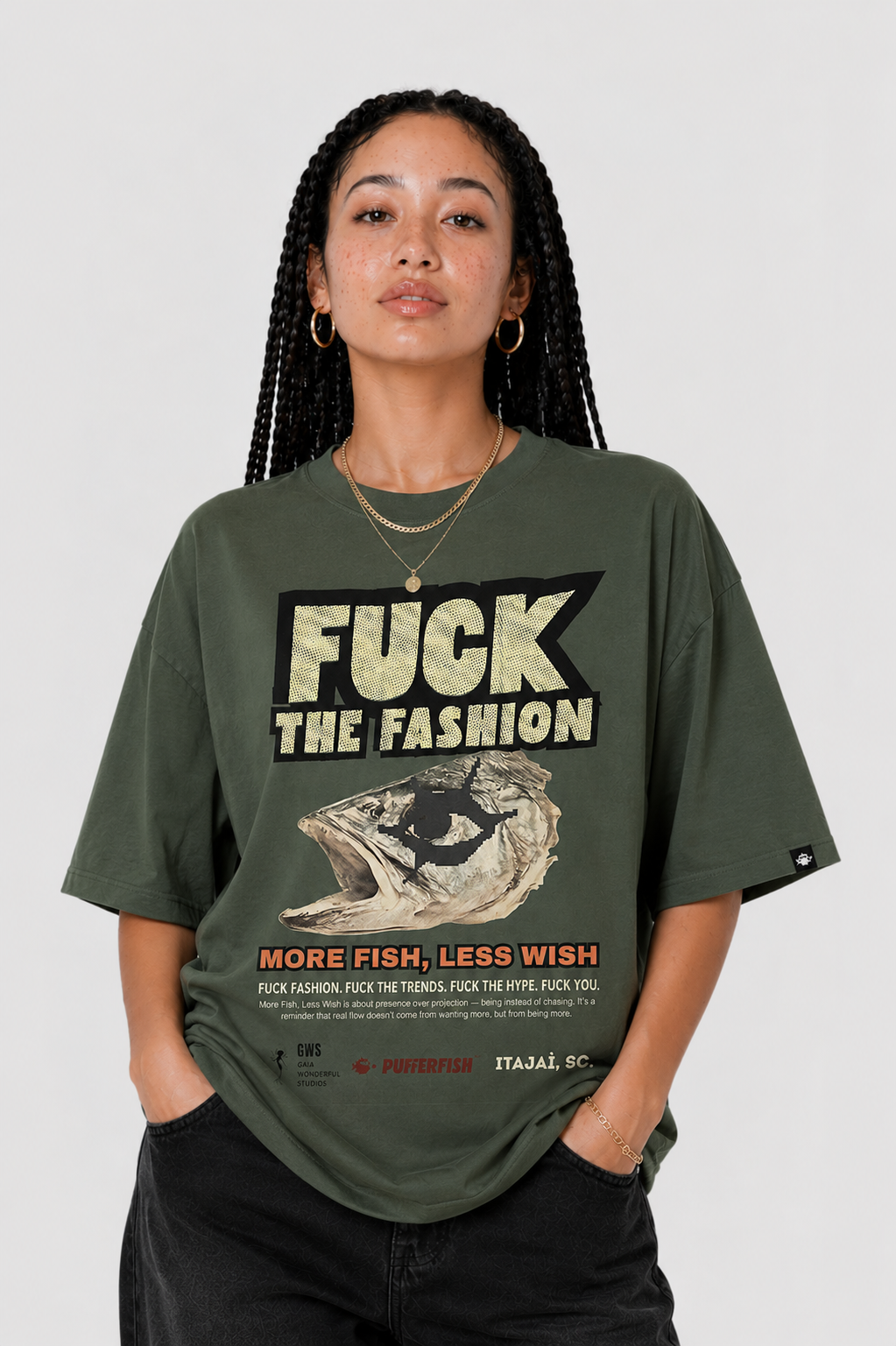 Camiseta Pufferfish - Fuck the Fashion (Estampa Frontal)