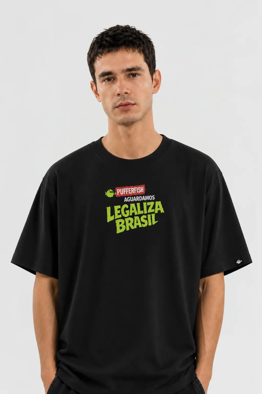 Camiseta caveira praia Aguardamos — frente