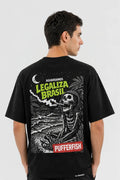 Camiseta caveira praia Aguardamos — costas com a arte completa