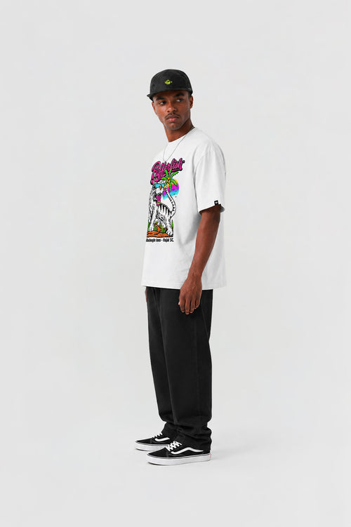Camiseta Pufferfish Allucinnogin detalhe da estampa frontal