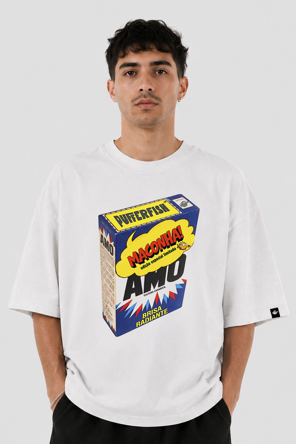 Camiseta Pufferfish AMO estampa frontal streetwear