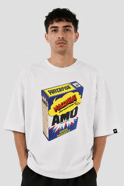 Camiseta Pufferfish AMO estampa frontal streetwear
