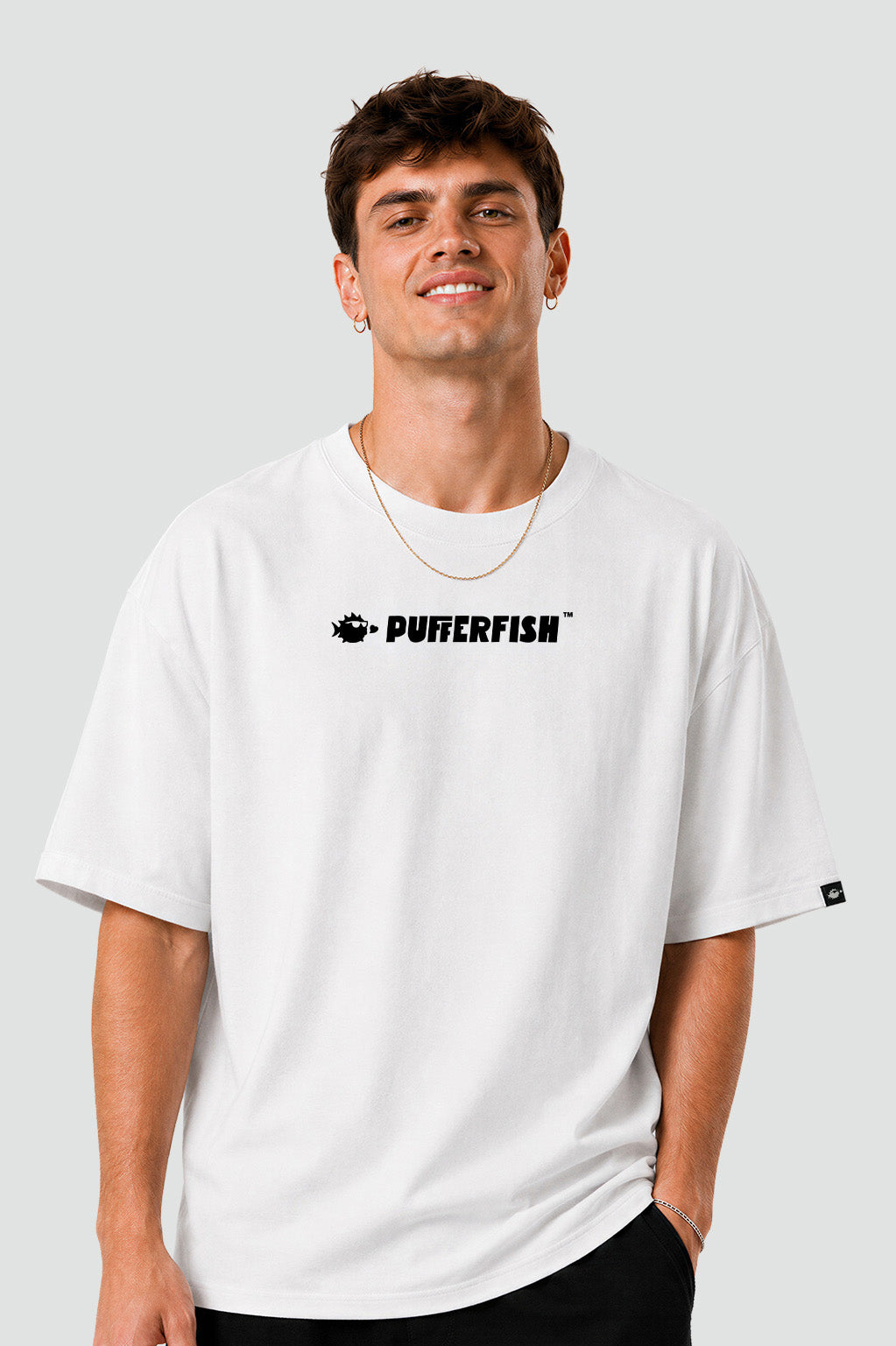 Camiseta Pufferfish Basics Branca oversized streetwear