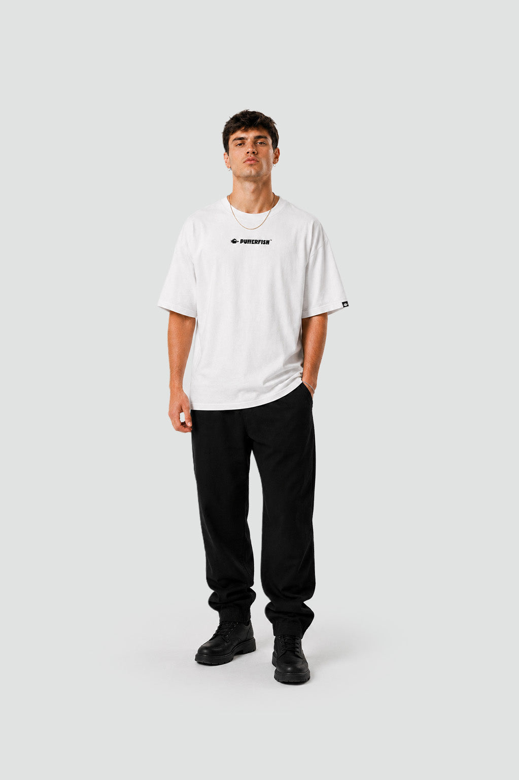Camiseta Pufferfish Basics Branca detalhe do tecido