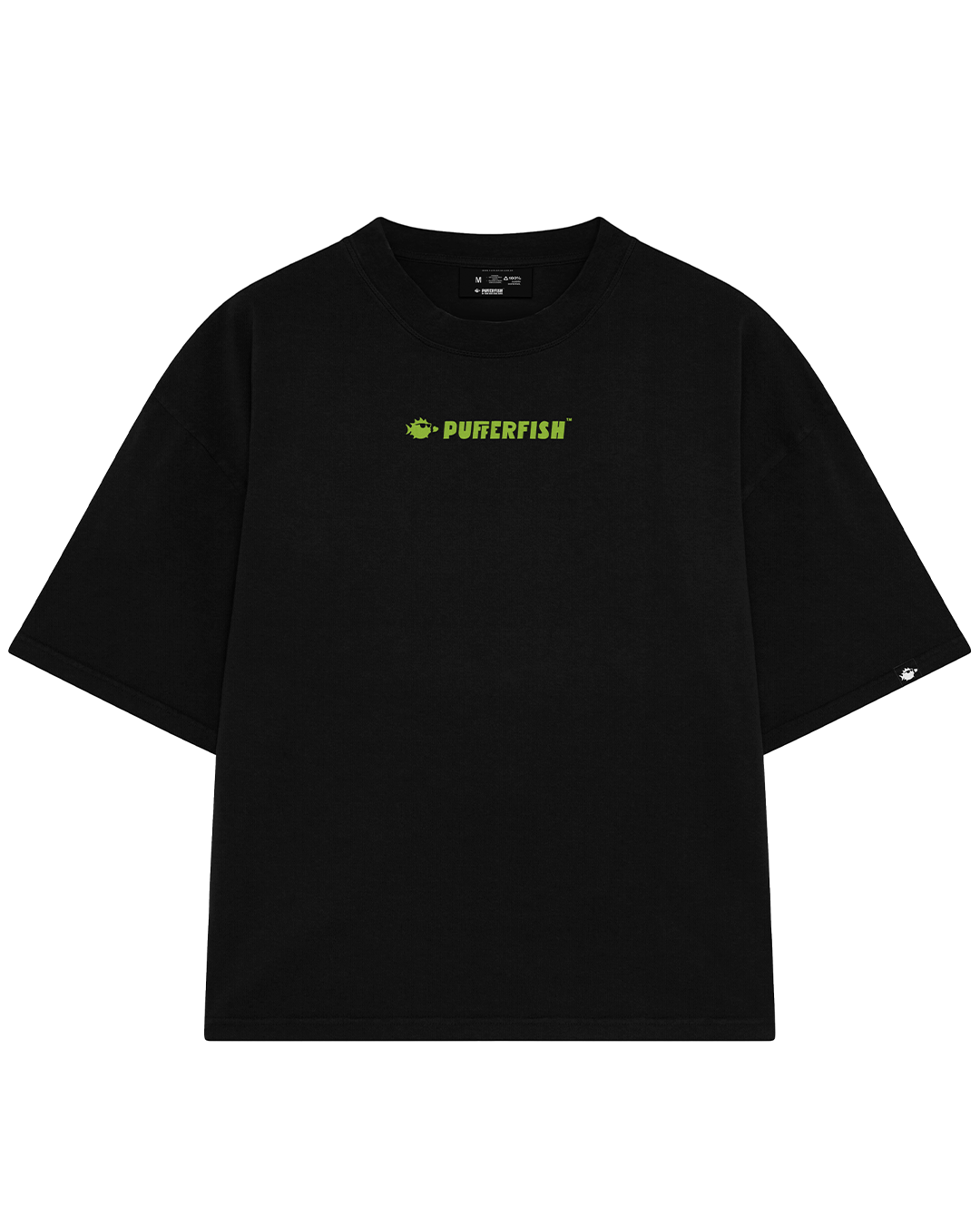 Camiseta Pufferfish Basics Preta vista frontal com logo discreto