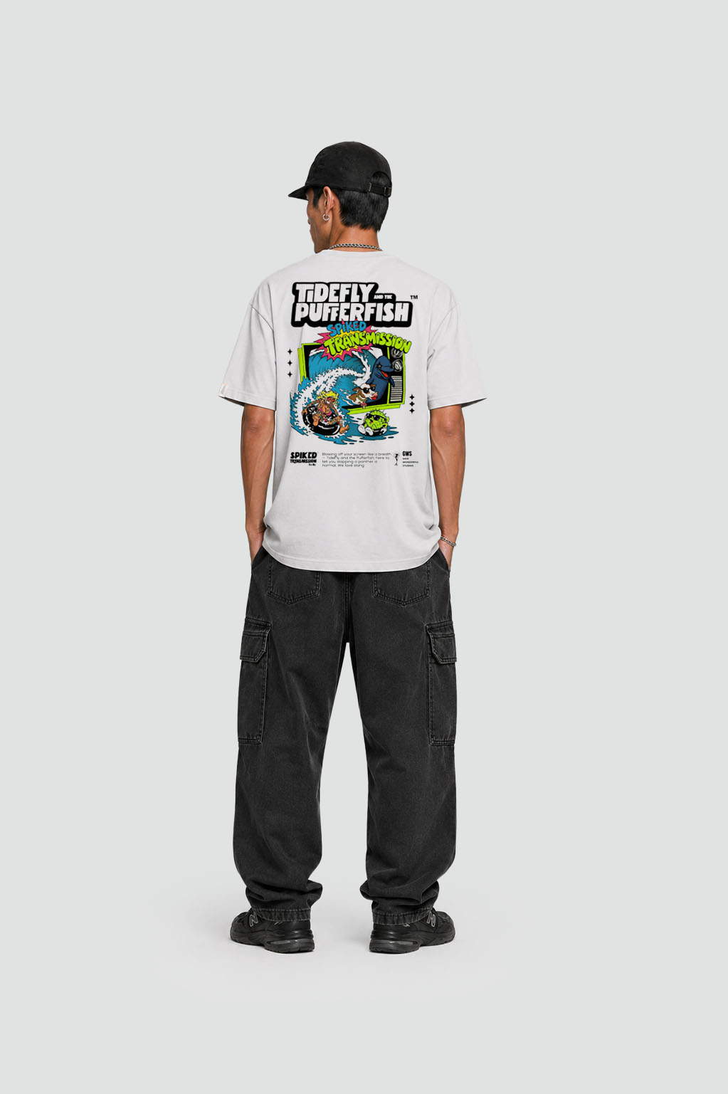 Camiseta Pufferfish Blow Up Show Up detalhe da estampa
