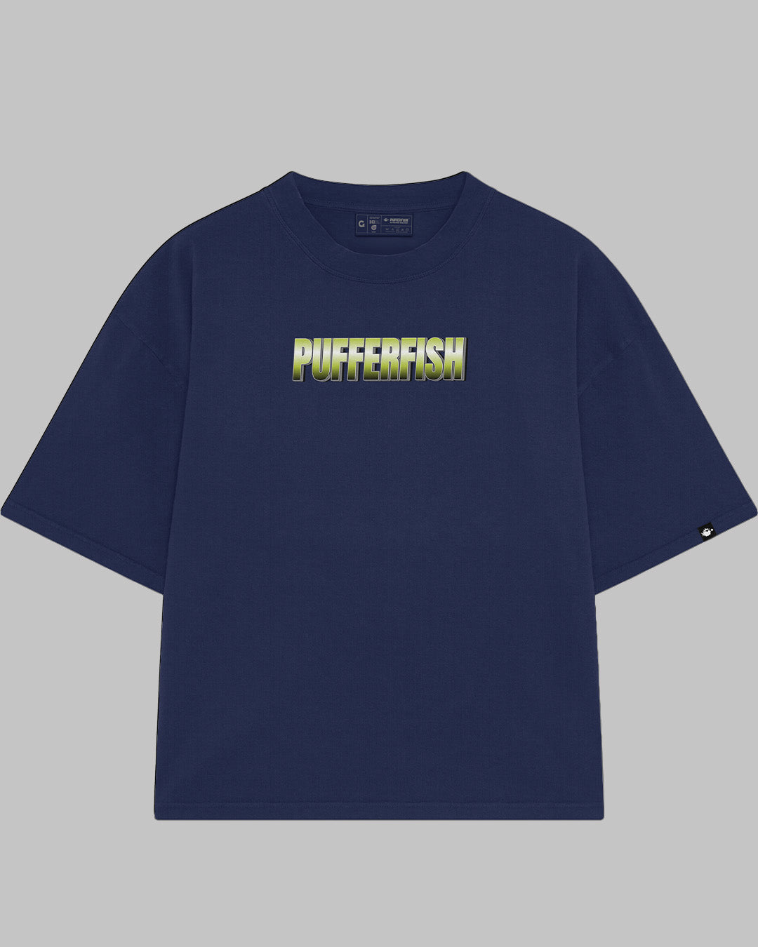 Camiseta Pufferfish Facist Distance vista completa azul marinho