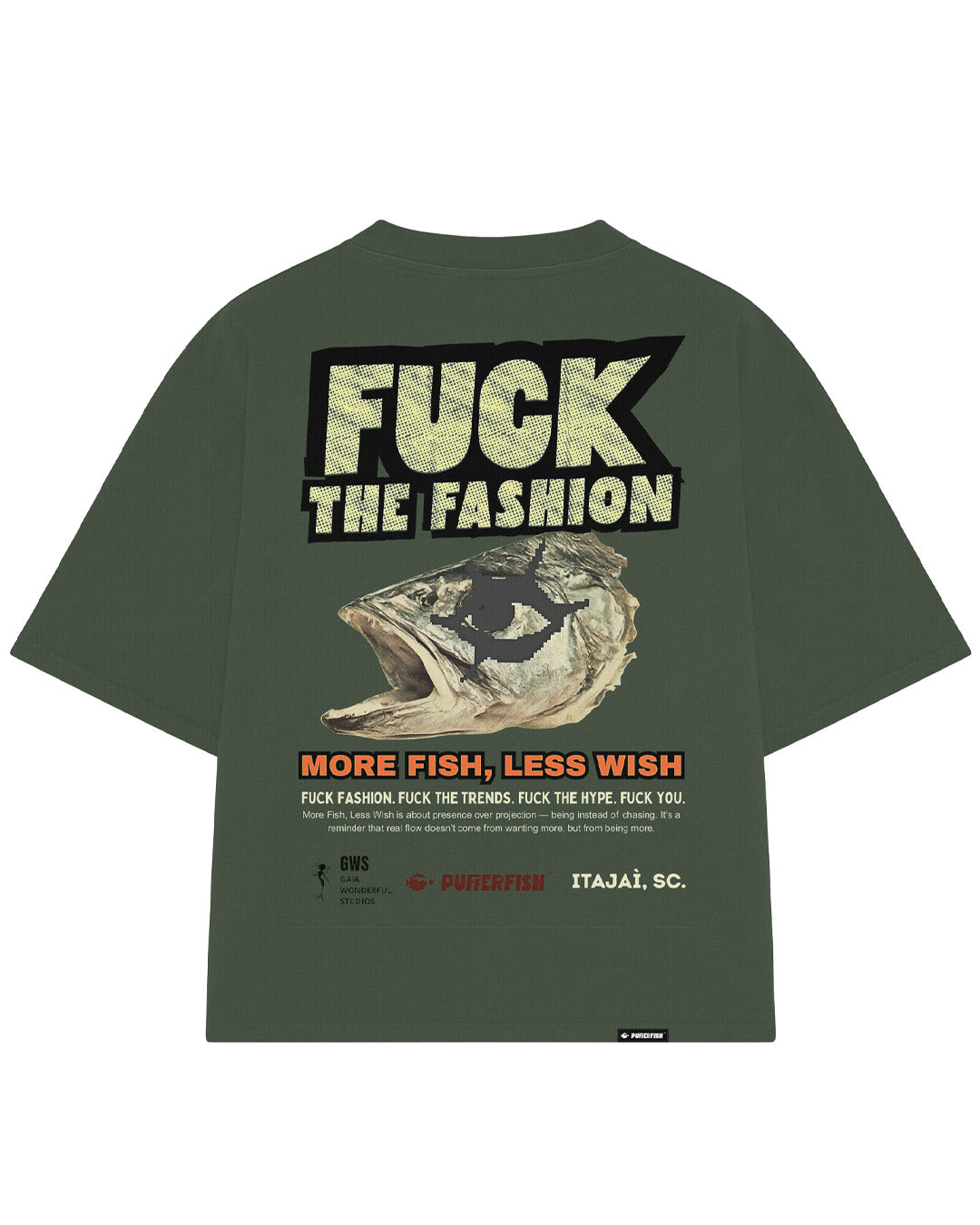 Camiseta Pufferfish Fuck the Fashion vista traseira