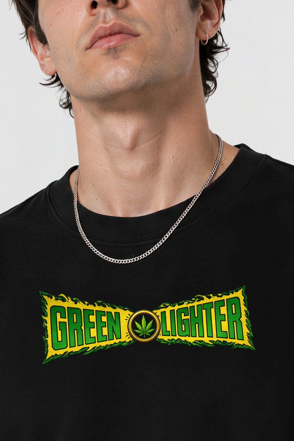 Camiseta Pufferfish Green Lighter detalhe da estampa