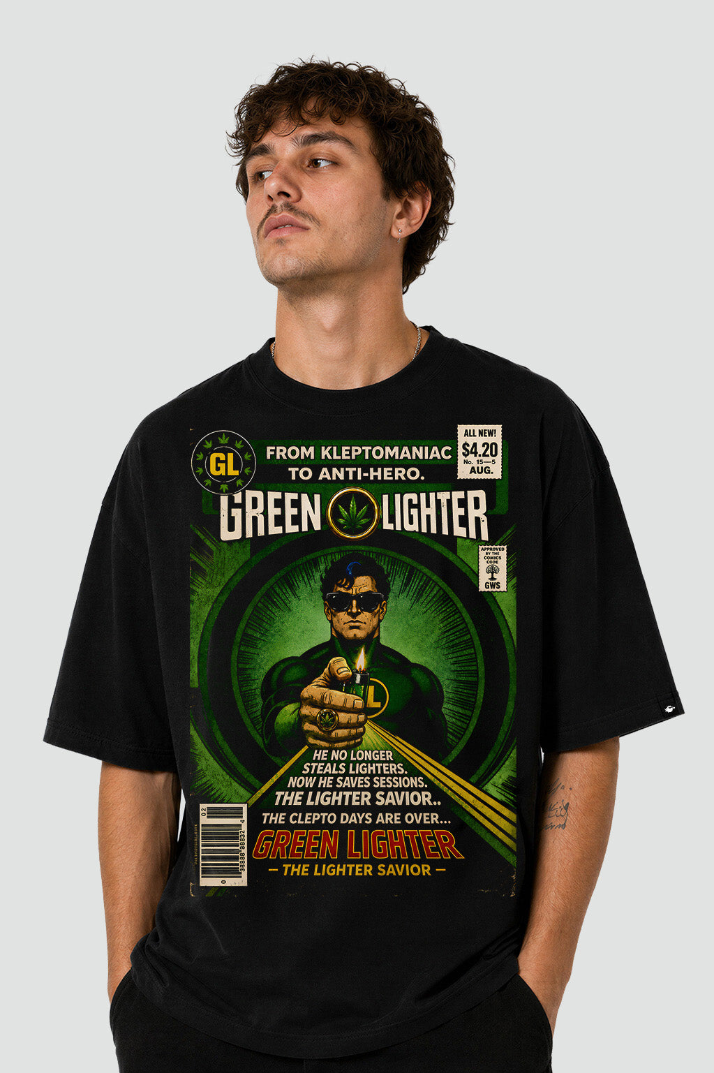 Camiseta Pufferfish GreenLighter detalhe da estampa frontal