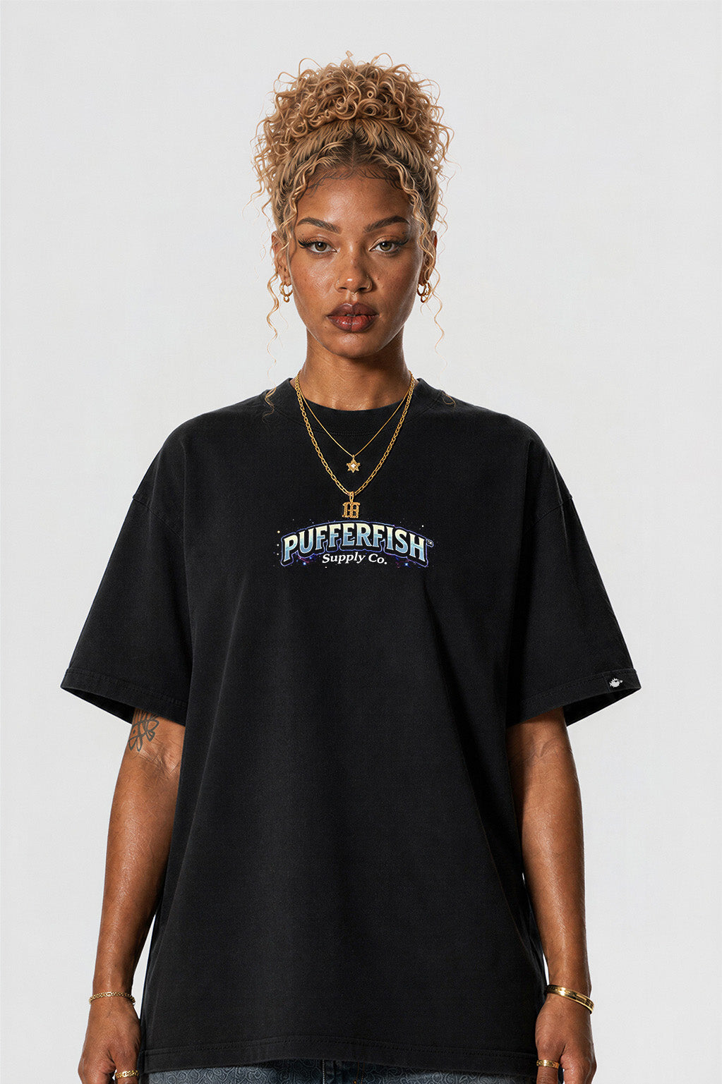 Camiseta Pufferfish High Hide Moon Night streetwear oversized