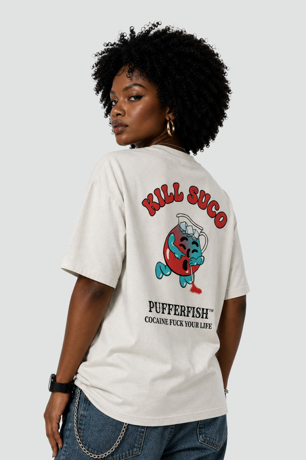 Camiseta Pufferfish Kill Suco look completo oversized