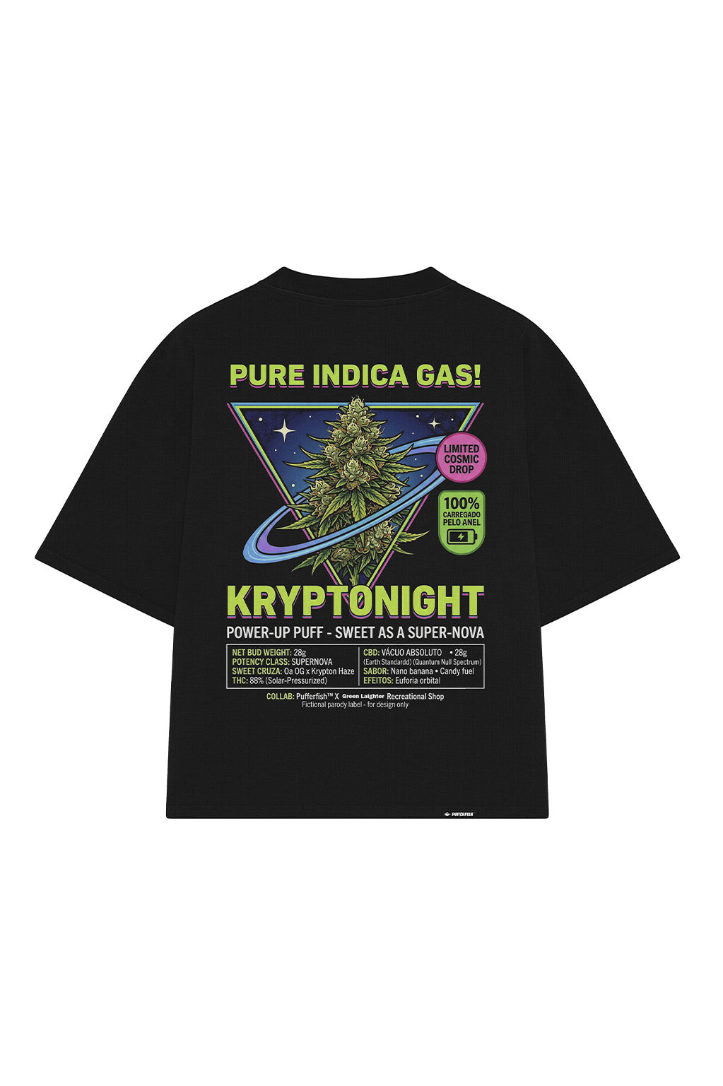 Camiseta Pufferfish Kryptonight Kush vista lateral