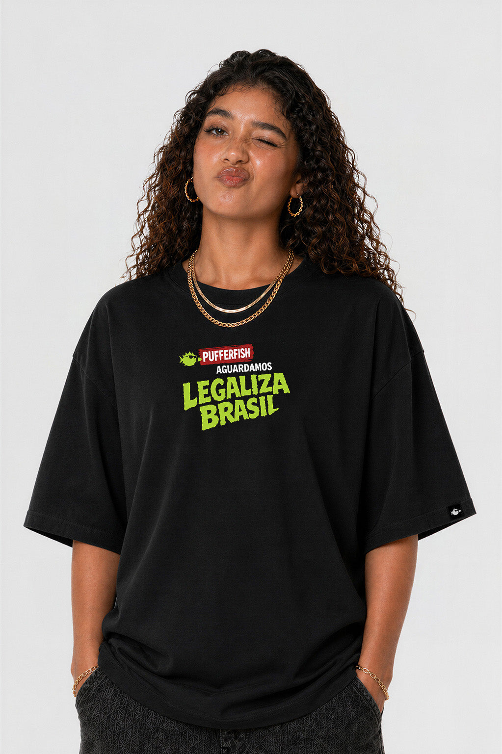 Camiseta Pufferfish Legaliza Brasil streetwear ativista