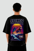 Camiseta Praia Synthwave — No Vaca Yes Drop, detalhe da estampa