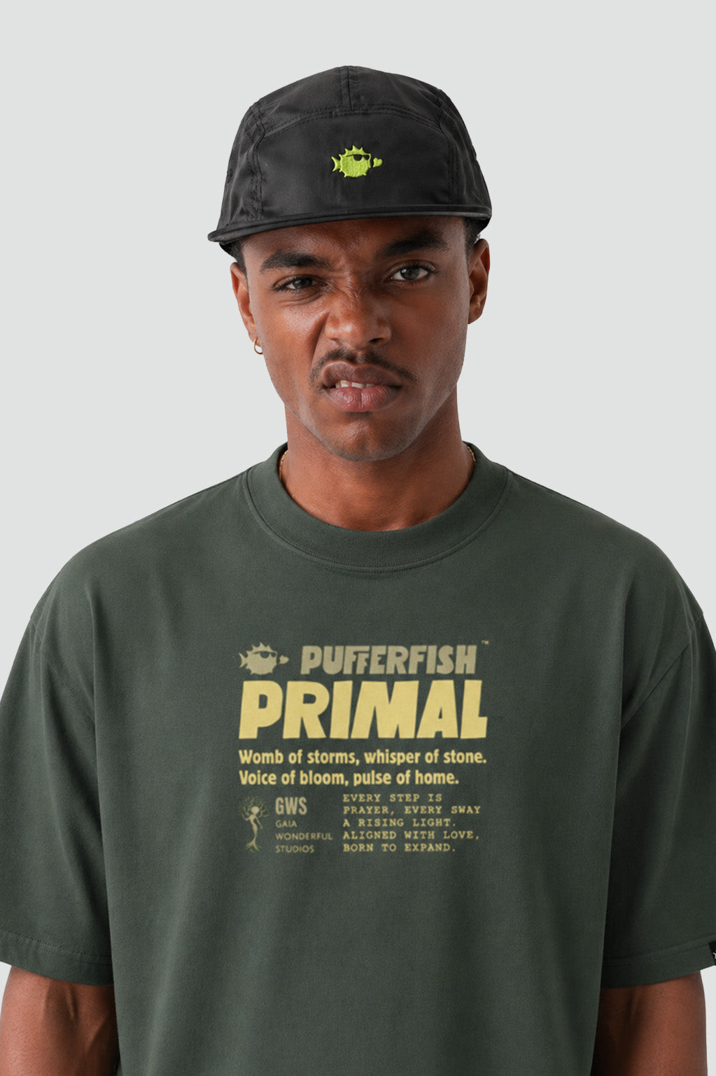 Camiseta Pufferfish Primal look completo oversized