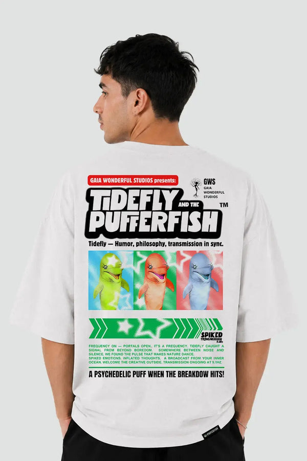 Camiseta Psicodélica Rave — Psychedelic Puff, detalhe da estampa do baiacu