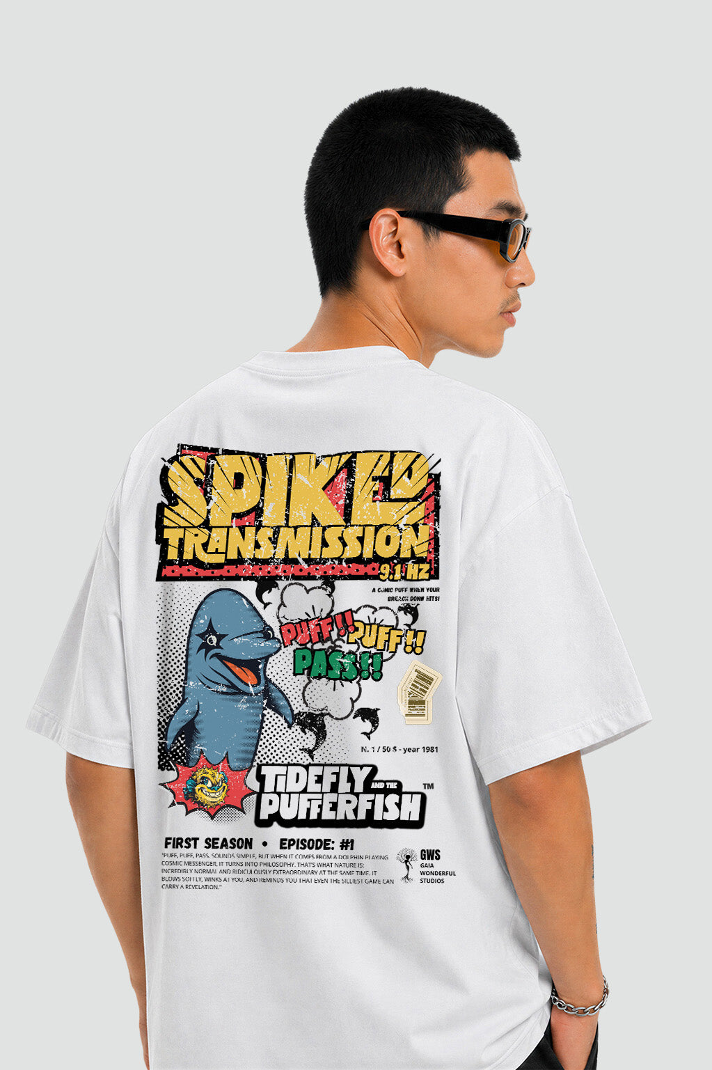 Camiseta Pufferfish Puff Puff Pass detalhe da estampa