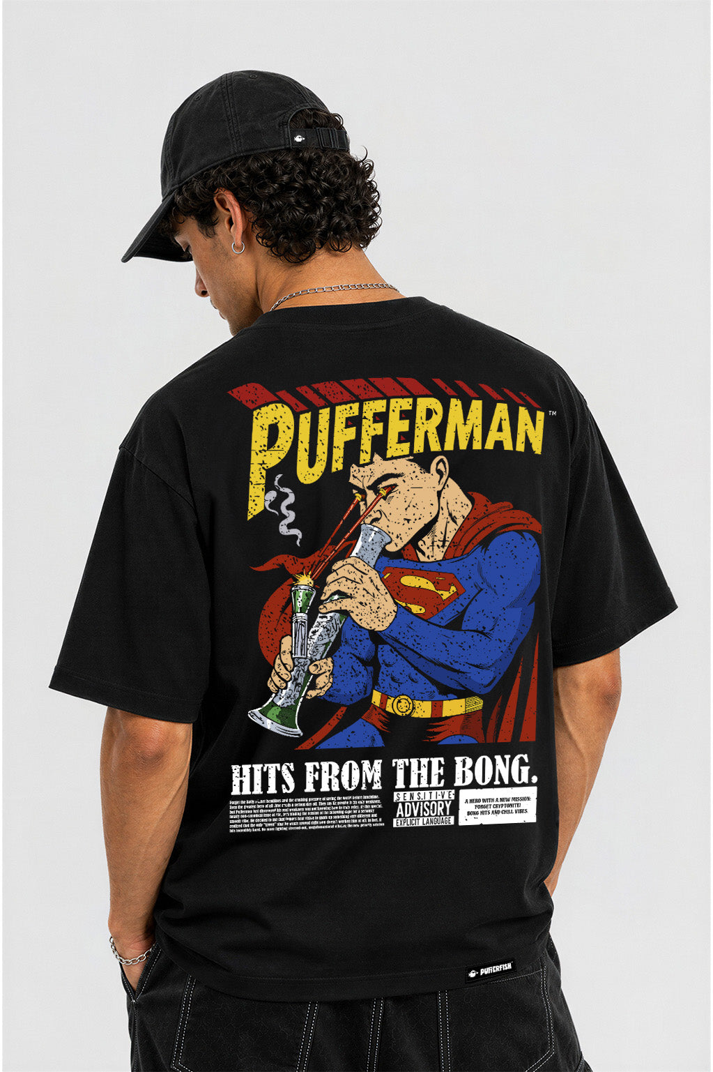 Camiseta Pufferfish Pufferman detalhe da estampa