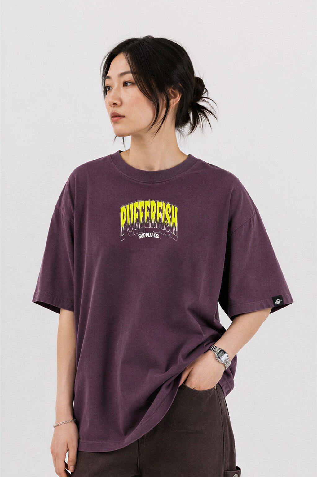Camiseta Pufferfish Purpe Flavor vista lateral