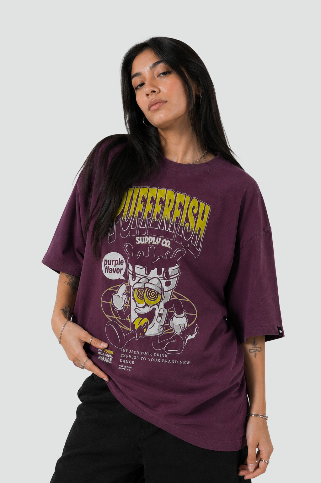 Camiseta Pufferfish Purpe Flavor look completo