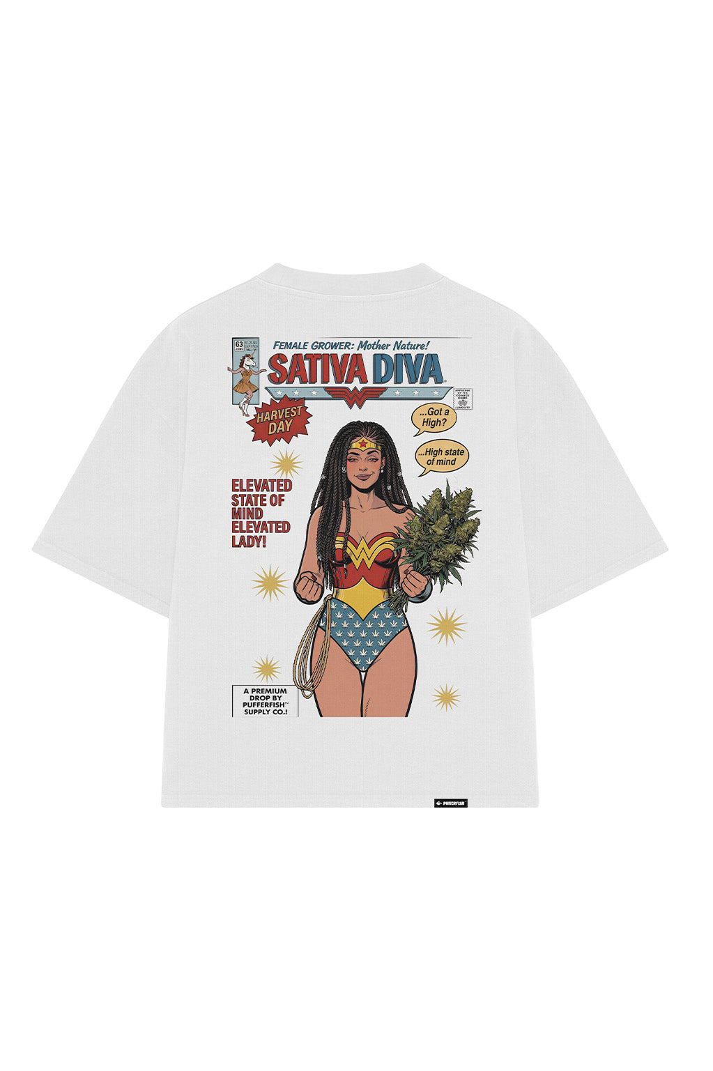 Camiseta Pufferfish Sativa Diva Cultivo look streetwear final