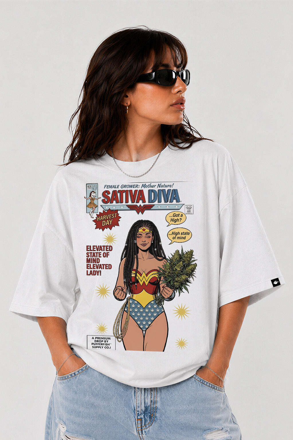 Camiseta Pufferfish Sativa Diva Cultivo estampa frontal