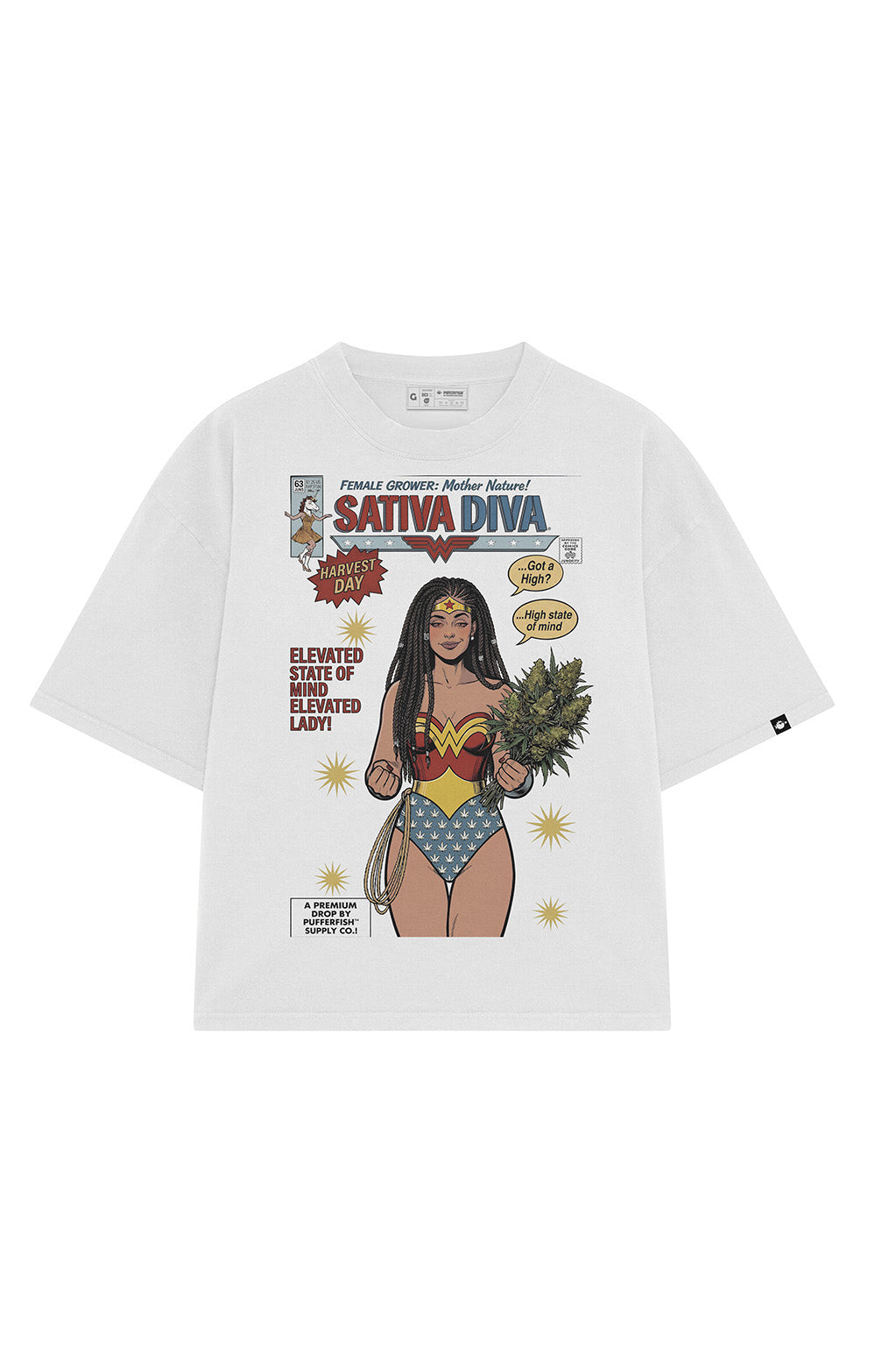 Camiseta Pufferfish Sativa Diva Cultivo mockup estampa